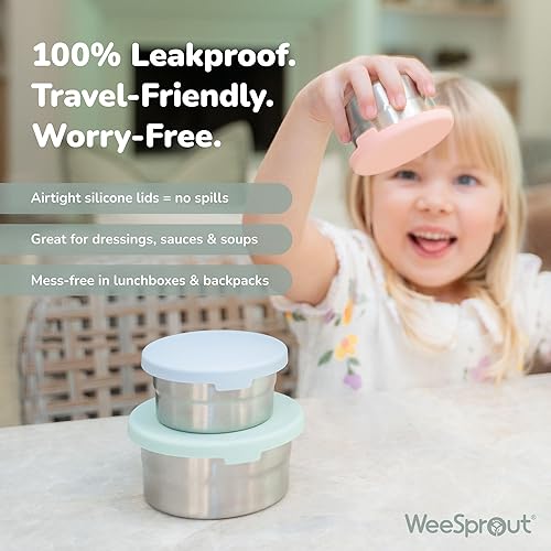 Miniatura 3 de Stainless Steel Food Storage Containers - 3 Pack - 3 Oz, 6.1 Oz, 12.85 Oz with Leakproof Silicone Lids, BPA-Free, Dishwasher & Freezer Safe, Nesting