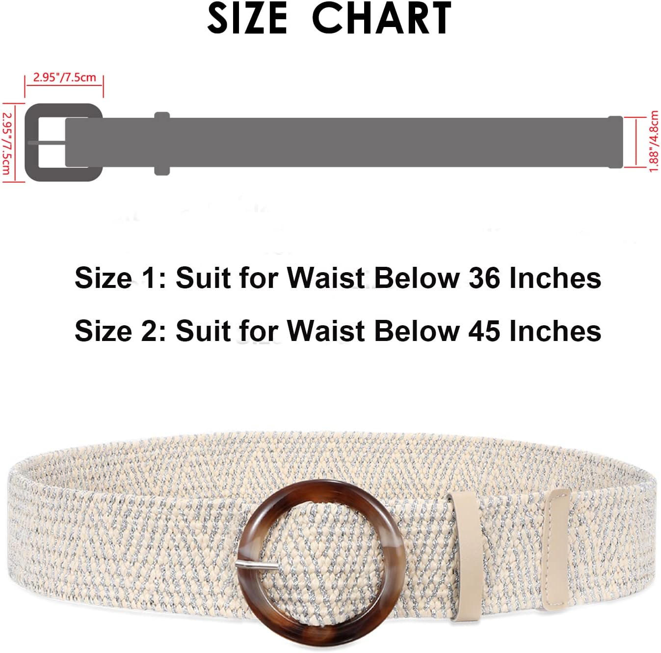WHIPPY Set of 3/4 Straw Woven Elastic Stretch Waist Belts for Women, Fashion Boho Ladies Braided Skinny Dress Belt - Image 4