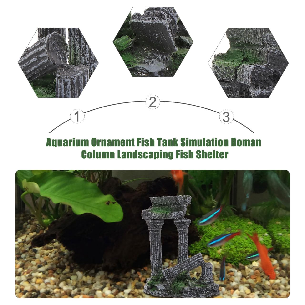 balacoo Imitation classique colonne romaine poisson caché grotte résine paysage artisanat aquarium colonne romaine paysage ornement aquarium ornement aquarium aquarium ornement paysage ornement