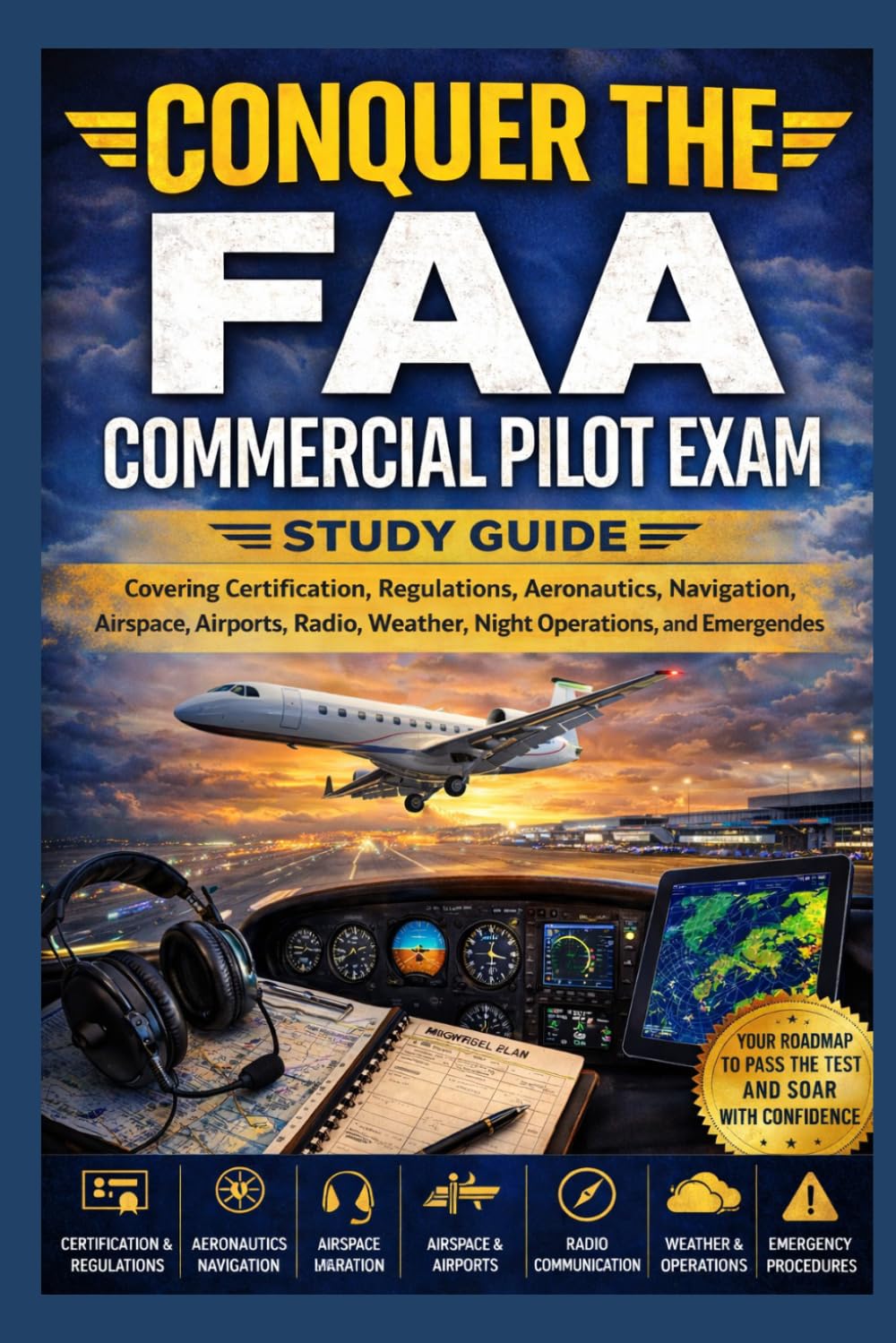 Conquer the FAA Commercial Pilot Exam: Study Guide Covering Certification, Regulations, Aeronautics, Navigation, Airspace, Airports, Radio, Weather, Night Operations, and Emergency Procedures