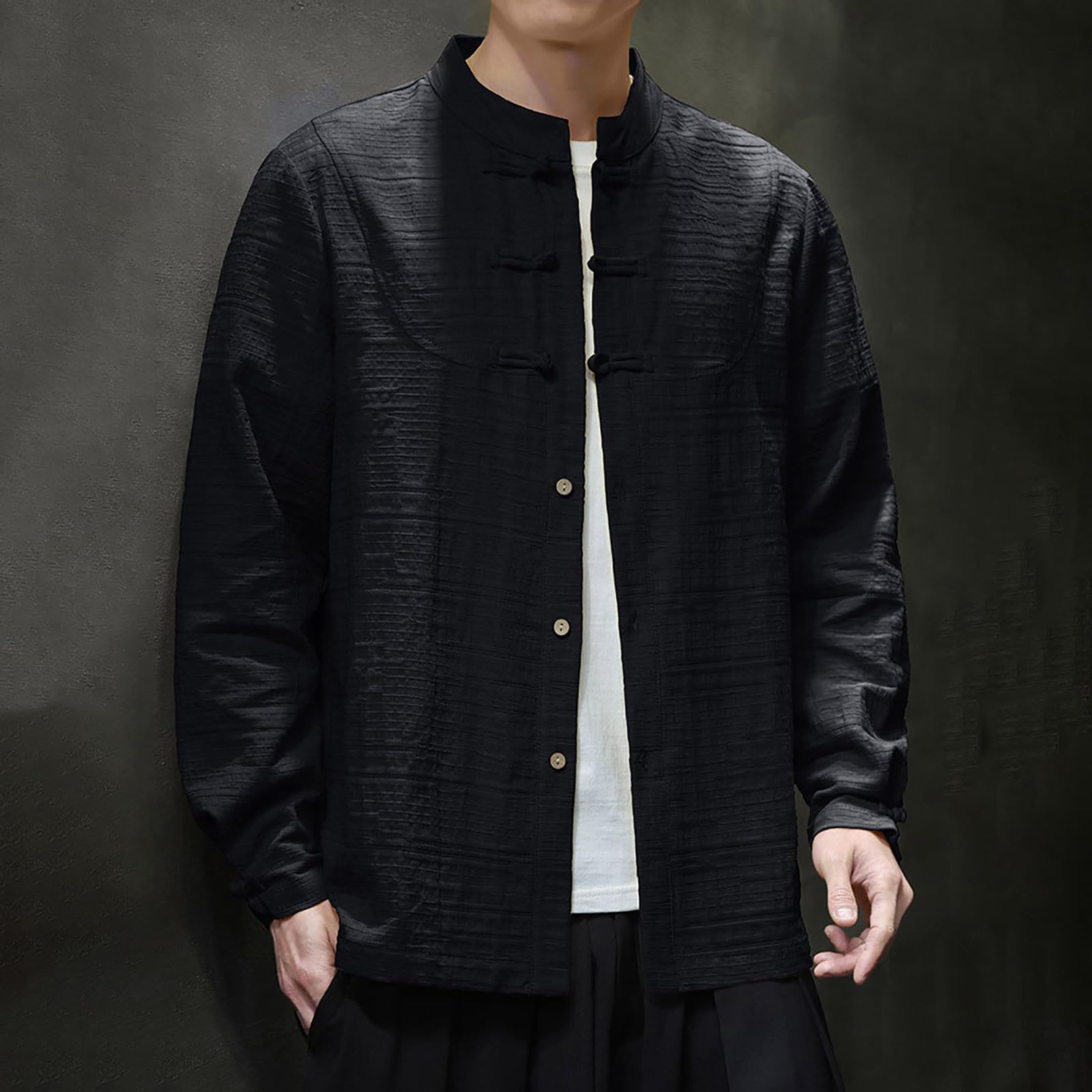 Herren Traditionelle Chinesische Kung Fu Kleidung Baumwolle Und Leinen Zen Meditation Tang Anzug Hanfu Jacke Mantel Kampfsportanzug Tai Chi Uniform For Herren Wing Chun Kleidung