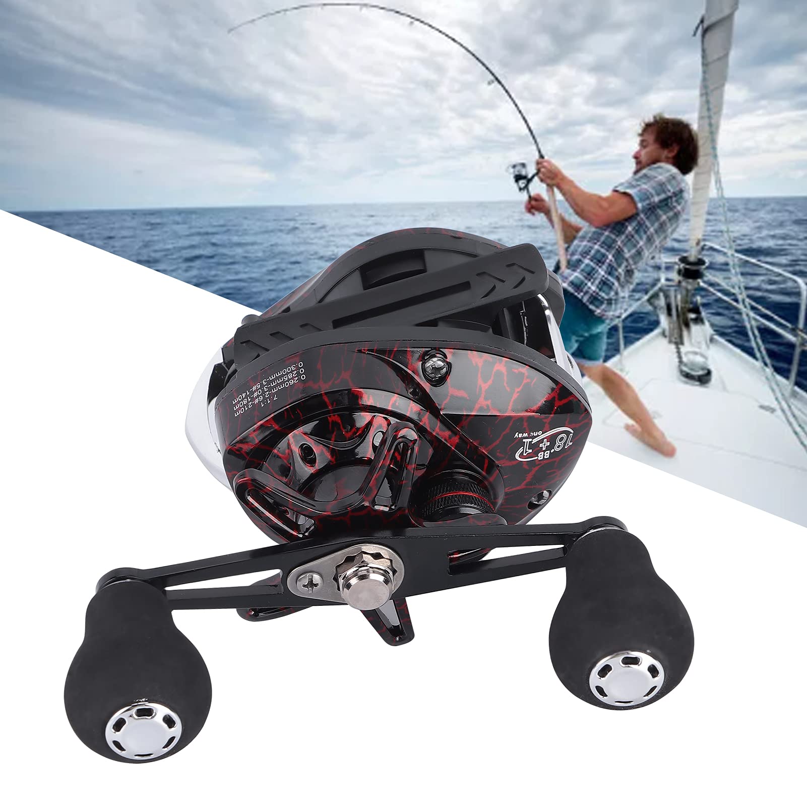 Carrete Baitcasting 7.1: 1 Relación de Engranaje Rueda de pesca de Alta Velocidad Aparejos de Pesca de Mano Derecha con Freno Magnético
