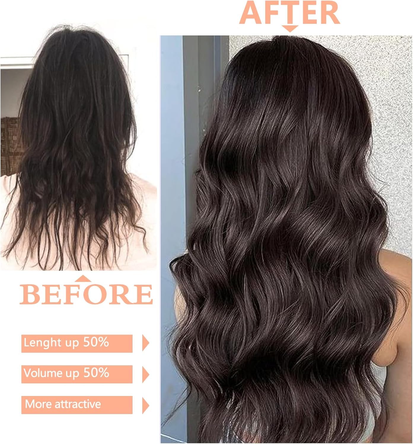 Mscat 24 Inch Clip Hair Extensions Dark Brown with Blonde - 4PCS Full Head Set Thick Curly Wavy Synthetic Hair Extensions - Image 4