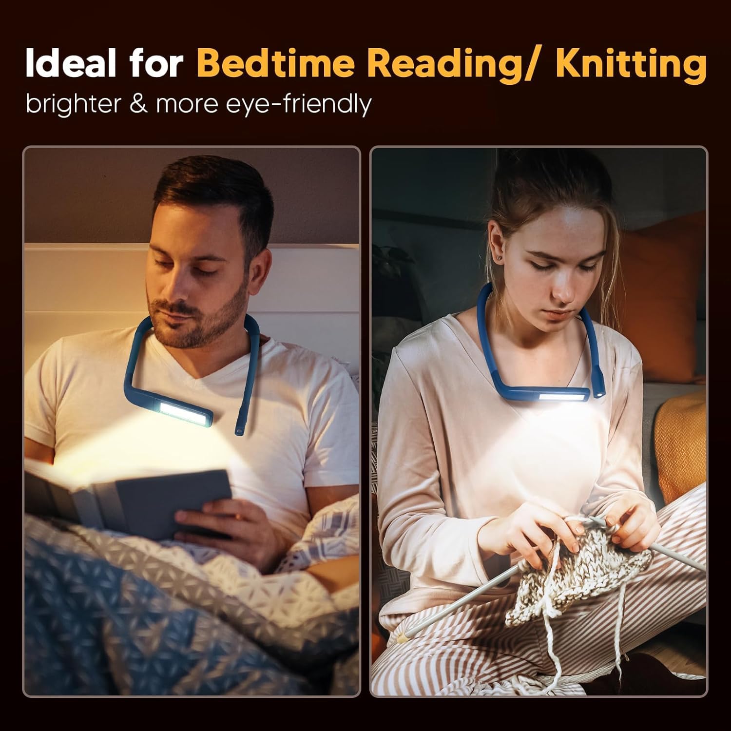 Luz Lectura Libros Cama Lampara - Lampara de Lectura Recargable 3 Colores Protección Ocular Luz Lectura Cuello Flexibles, Lámpara para Leer, Tejer, Coser, Acampar, Regalos para Hombre Mujer Lectores