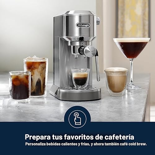 Miniatura 2 de De'Longhi Dedica Duo - Máquina compacta de café expreso, cafetera fría con espumador de leche, para café expreso, café caliente y helado,