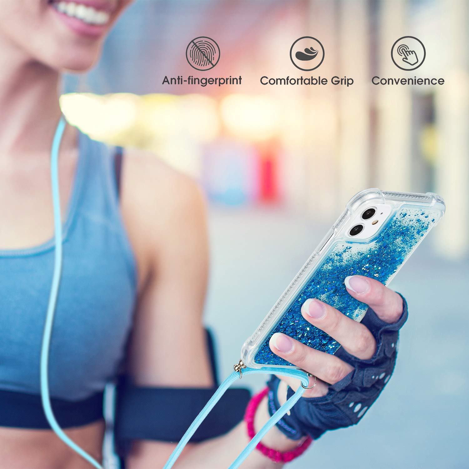 Amazon.co.jp: Omorro iPhone 12 ミニグリッター液体ケース ストラップ