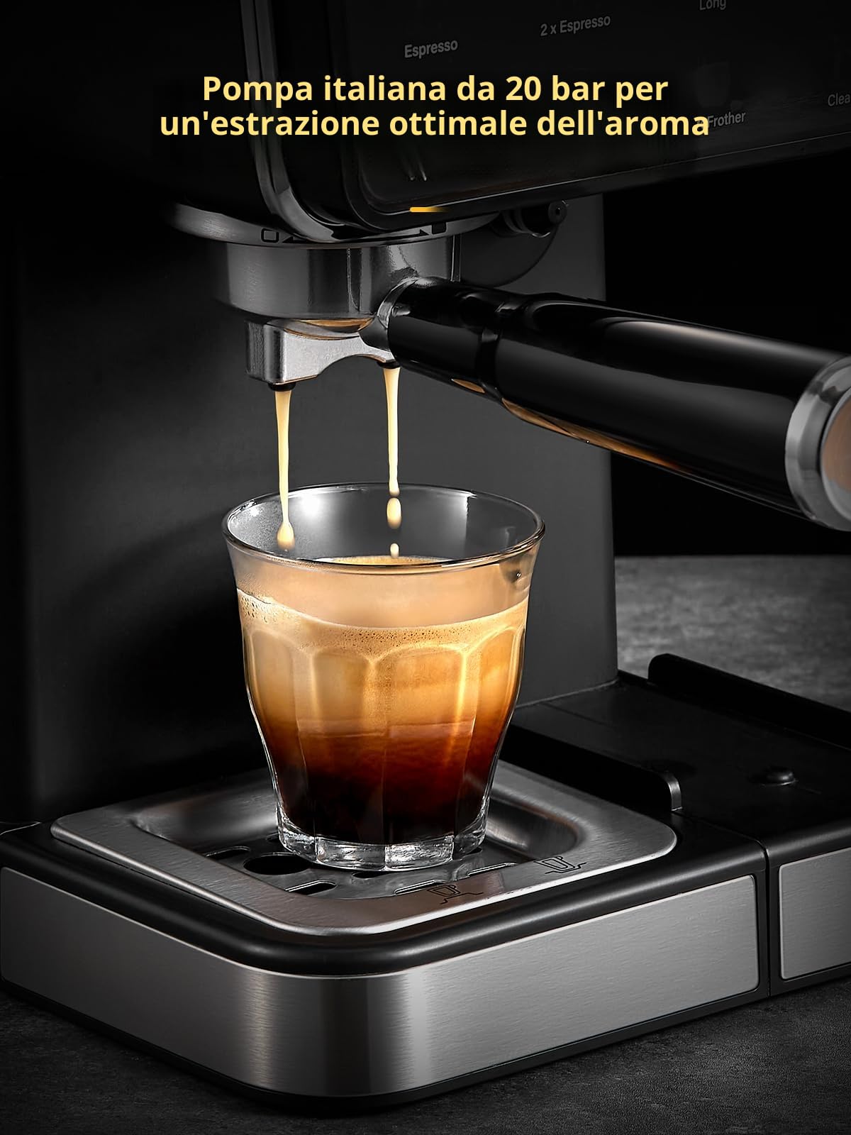 Yabano Macchina per caffè espresso, 20 bar, con montalatte automatico da 500 ml, 6 bevande, touch screen a colori, serbatoio dell'acqua da 1,5 l, caffettiera cappuccino e latte, 1350 W