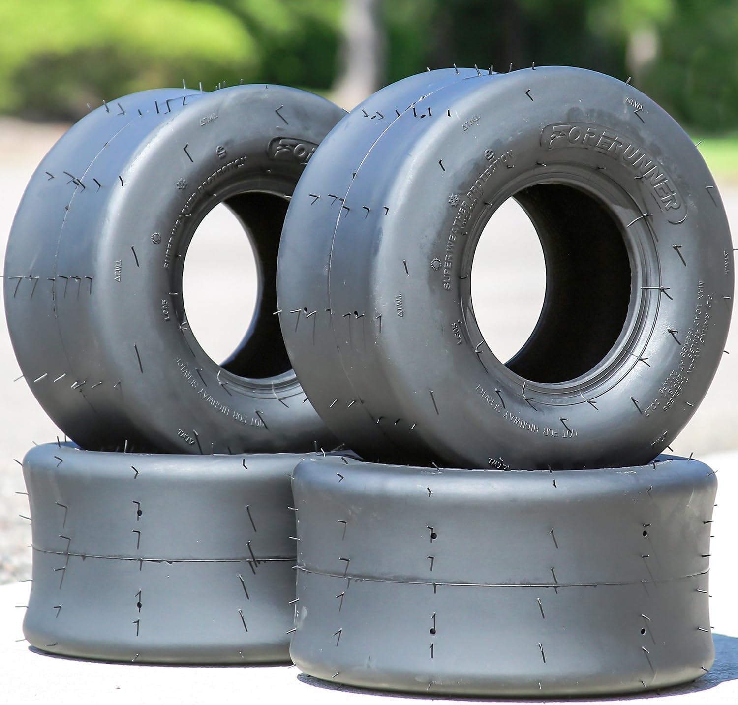 Set of 4 (FOUR) Forerunner LG05 Lawn Mower & Garden Tractor All-Season Tires-11X4.00-5 11X4.00X5 Load Range 4-Ply BSW Black Side Wall