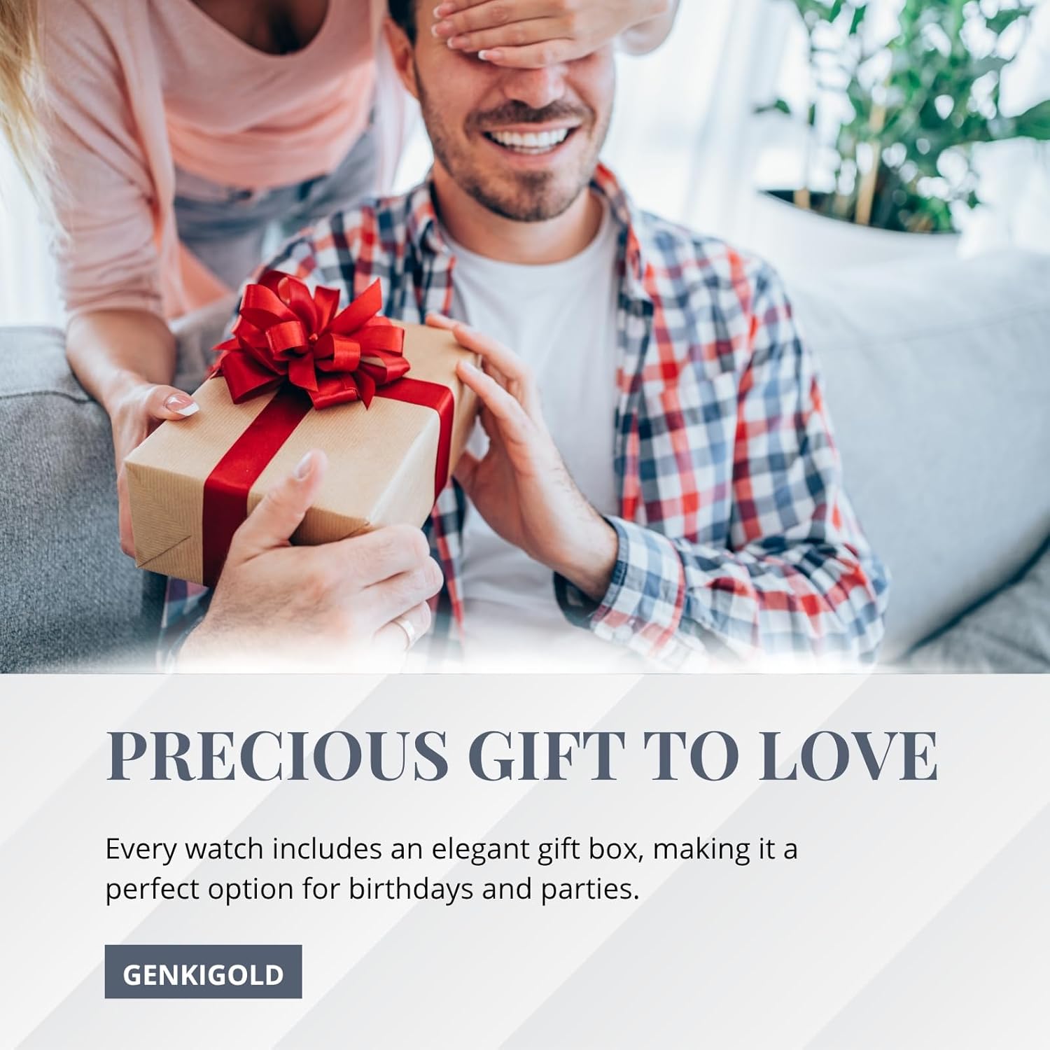 Diamond Watch for Men - 40mm Roman Numerals Square Dial - 18K Real Gold/Platinum/Rhodium Black/Rose Gold Plated 8.7" Strap - Japanese Quartz - Can Paired with Cuban Chain