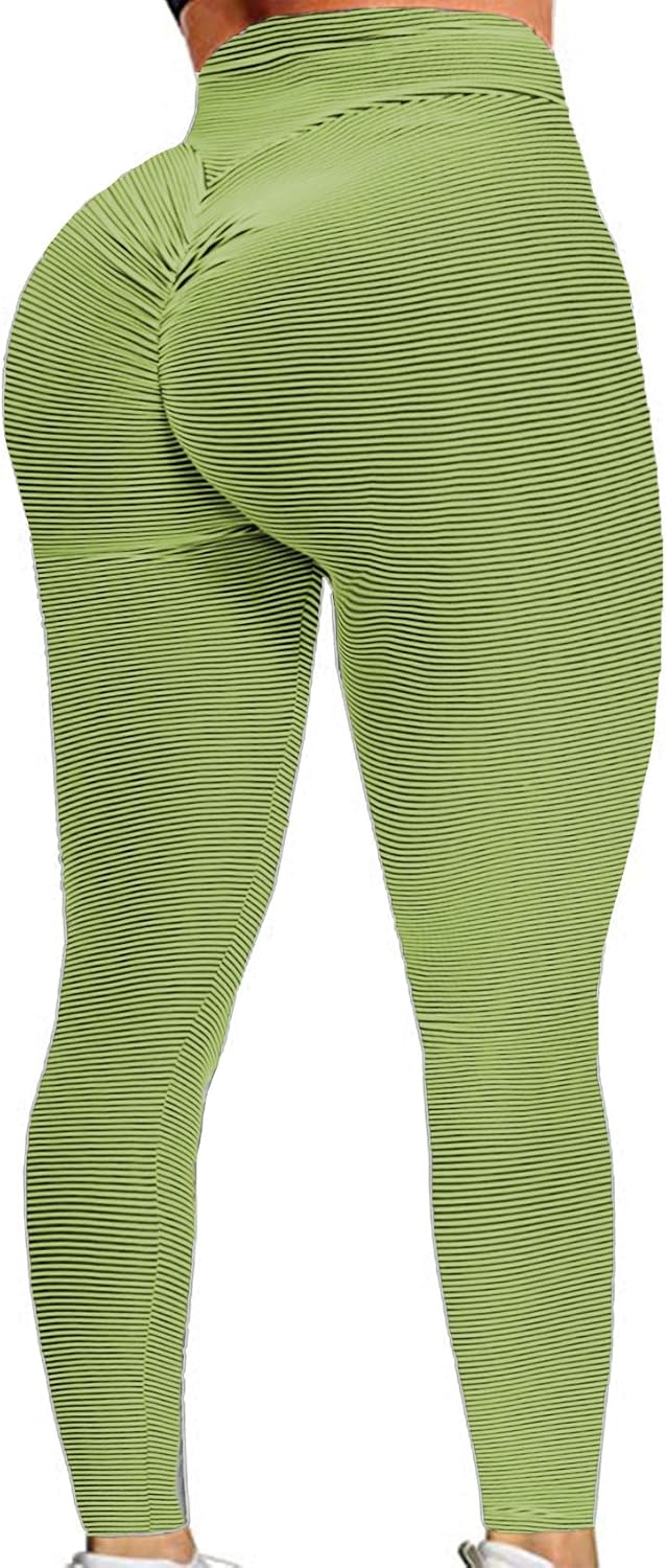 RIOJOY Womens Scrunch Booty Lifting Compression Leggings High Waist Tummy Control Yoga Workout Pants with Pockets