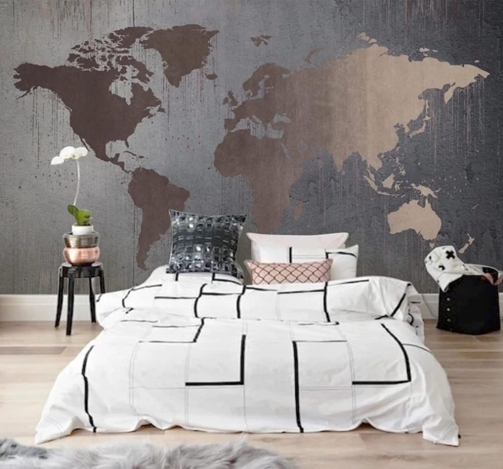 XLMING Retro Abstract World Map Art Personalised 3D Wallpaper Luxury Home Dining Decor Paste Sofa Living Room The Wall for Bedroom Mural-250cm×170cm