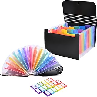 Quittungsgutschein-Organizer, 13 Taschen, kleiner Akkordean-Aktenordner, Fächermappe mit bunten Reitern, A6-Größe für Karten, Schecks, Tickets, monatliche Rechnungen (schwarz)