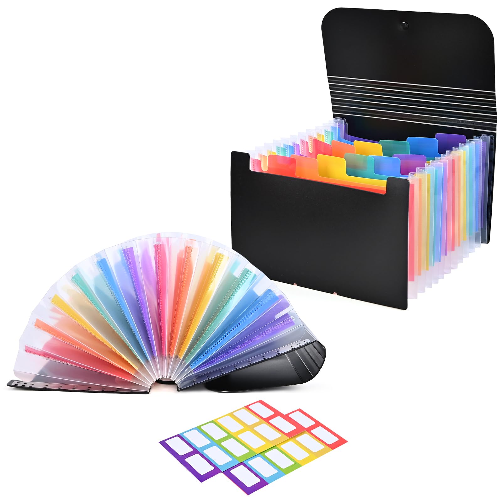 Organizador de 2 soportes para cupones de recibos, organizador de archivos de acordeón pequeño con 13 bolsillos, carpeta expandible con pestañas coloridas, tamaño A6 para tarjetas, cheques,