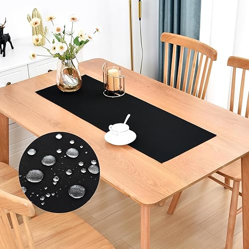 Farmhouse Rustic Table Runner Black Faux Linen Table Runners Water