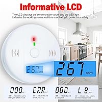 Vista 3 de 3 Pack Carbon Monoxide detectors, co Detector, Carbon Monoxide Alarm Detector Battery Powered with LCD Display, Carbon Monoxide Detector, UL2034