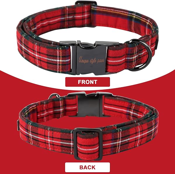 Unique style paws Unique style paws Dog Collar Pet Gift Adjustable Soft and Comfy Plaid Collars for Small Medium Large Dogs, Neck 10-16 inches in use
