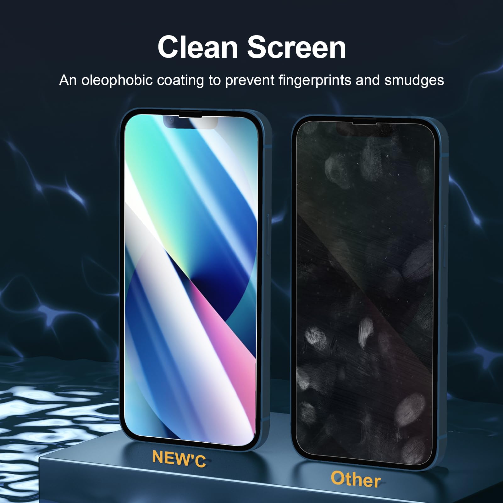 NEW'C 3 Pezzi, Vetro Temperato per iPhone 14, iPhone 13, iPhone 13 PRO (6,1 Pollici), Pellicola Prottetiva Anti Graffio - Ultra Resistente - Trasparente HD - Strumento di Installazione Facile Incluso
