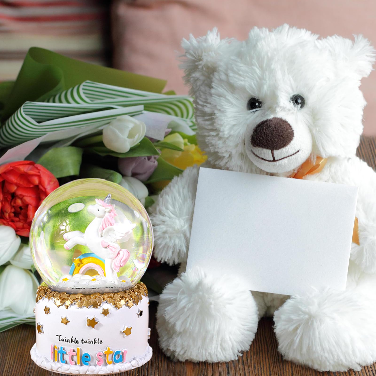 Bola de Nieve de Regalo de Cristal,Caja de Música,Globo de Agua, Adorno de Escritorio Melodía para Niñas, Nietas, Escritorio Ornamento Decoración de Escritorio