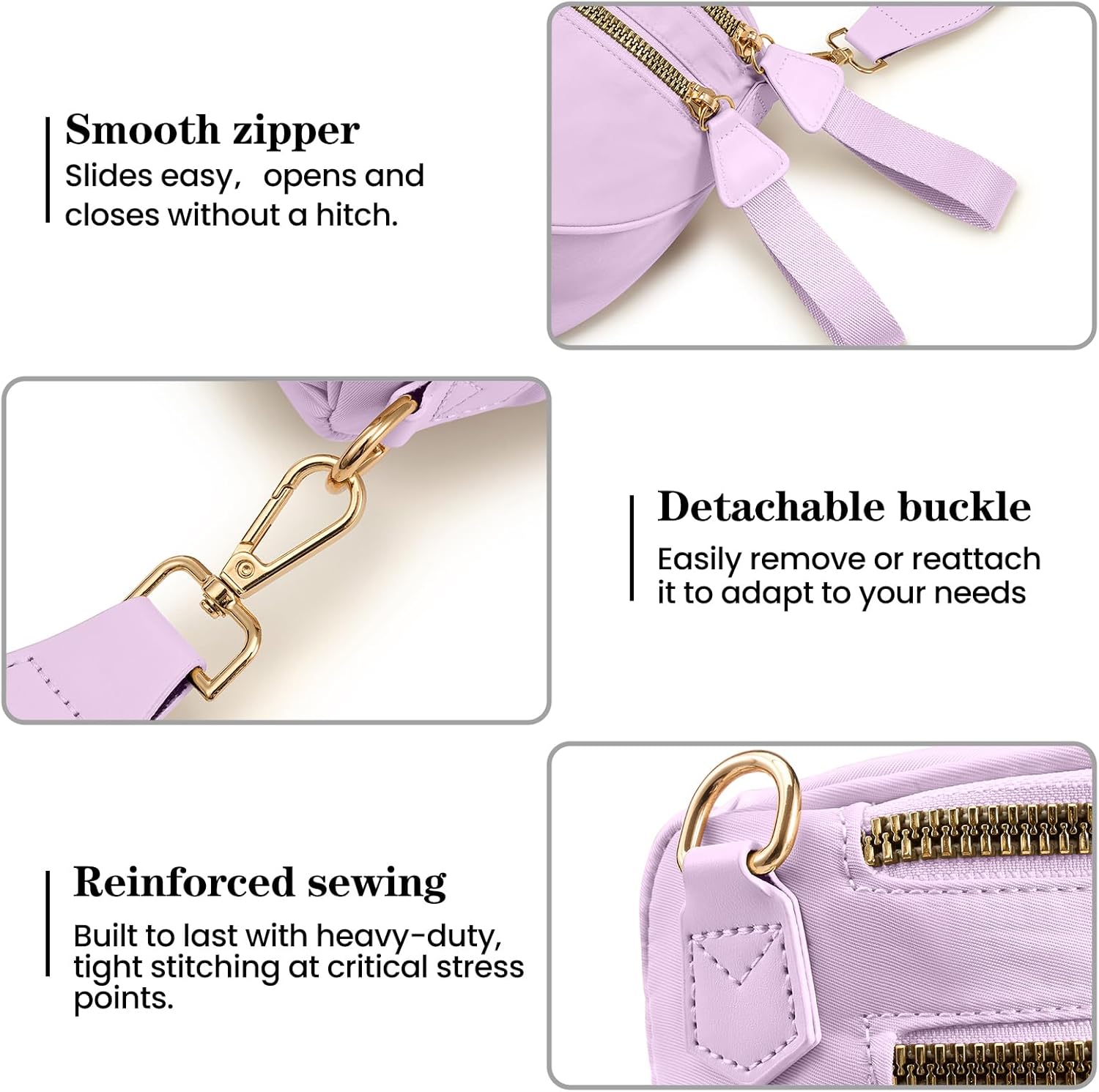 Nylon Crossbody Bags Bum Bag for Women Large Sling Bag Purse with Adjustable Strap(Purple) - Image 5