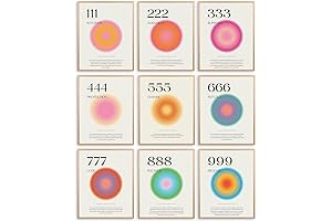 9 PCS Aura Angel Numbers Poster for Room Aesthetic