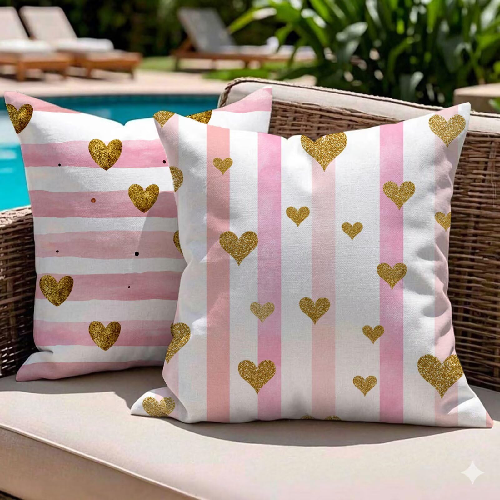 Housse coussin extérieur imperméable 55x55 rose grand format pour terrasse