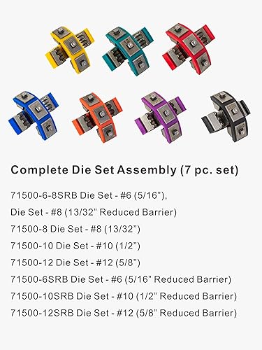 Miniatura 5 de AMZCNC 71500 Kit de crimpadora de manguera hidráulica para A/C, juego de herramientas de prensado de mano con troqueles a presión para reparación de