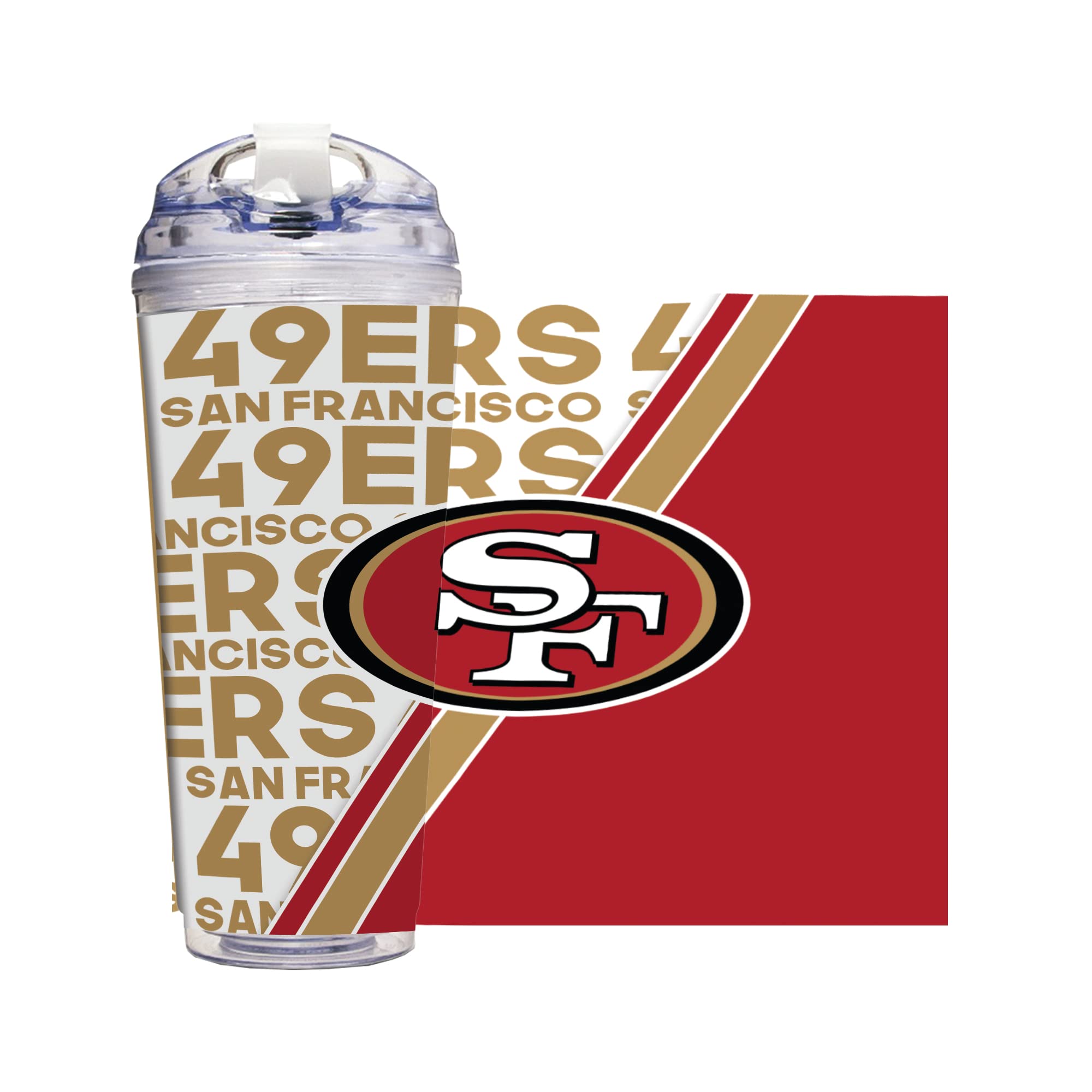 Rico Industries NFL Football 24oz Acrylic Tumbler with Hinged Lid, Officially Licensed Double Wall Tumbler for NFL Fans