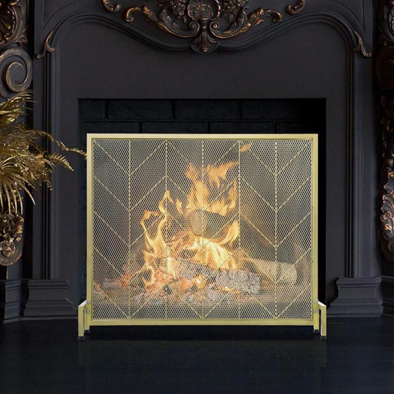 Fireplace Screen Fireplace Screen Home Metal Nordic Iron Fireplace Screen with Fireplace Fence Fireplace Screen Mesh Fireplace Screen Fireplace Screen (Color : A)