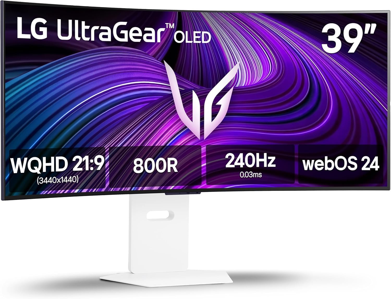 LG34GX90SA-W 34-inch Ultragear WQHD (3440 x 1440) OLED Curved Gaming Monitor 240Hz, 1ms, NVIDIA G-Sync Compatible, AMD FreeSync Premium, VESA DisplayHDR True Black 400, webOS, USB Type-C, White
