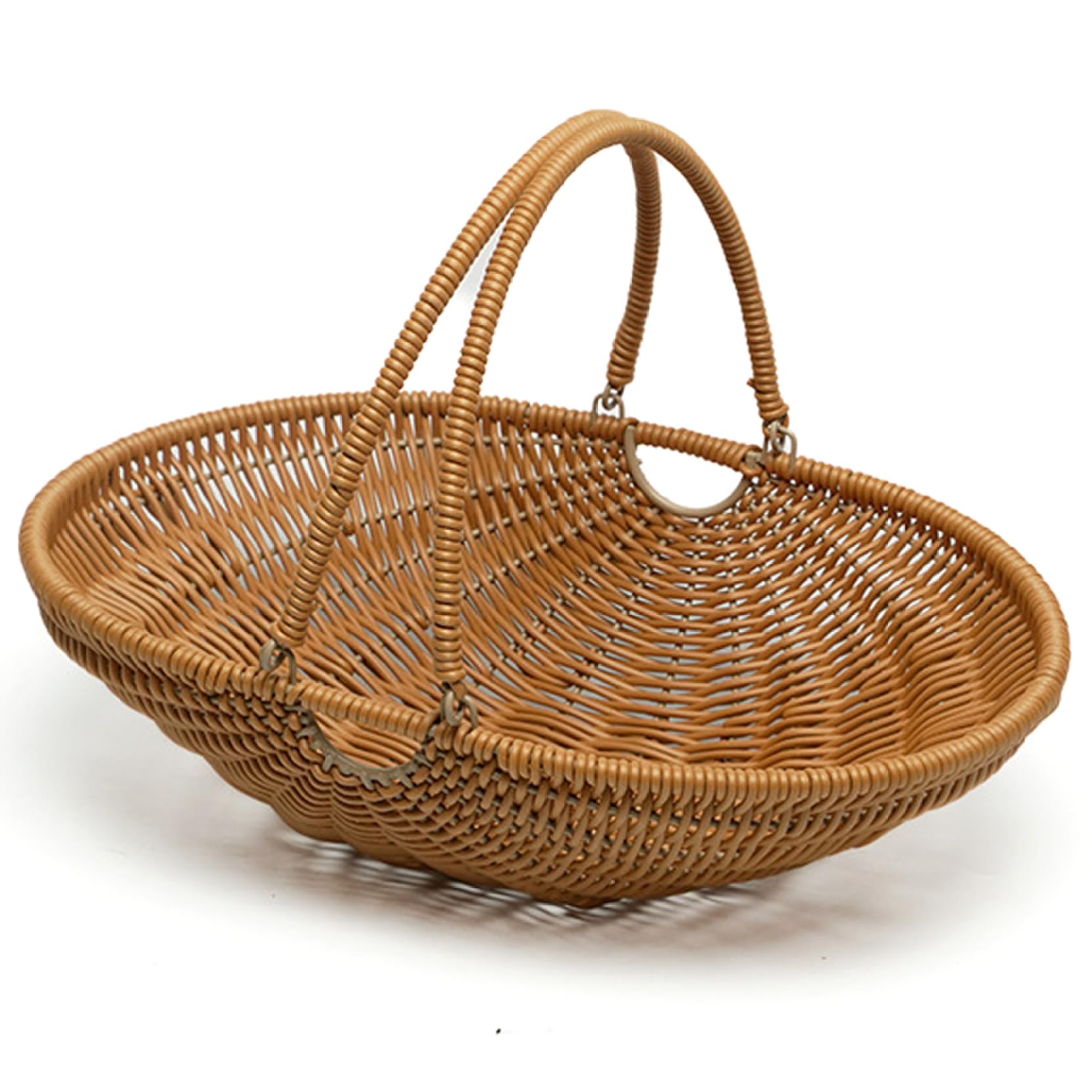 Harvest Basket for Garden Vegetables, Large PP Woven Gathering Basket with Foldable Handle for Picnic, Farm, Kitchen Storage and Home Decor.