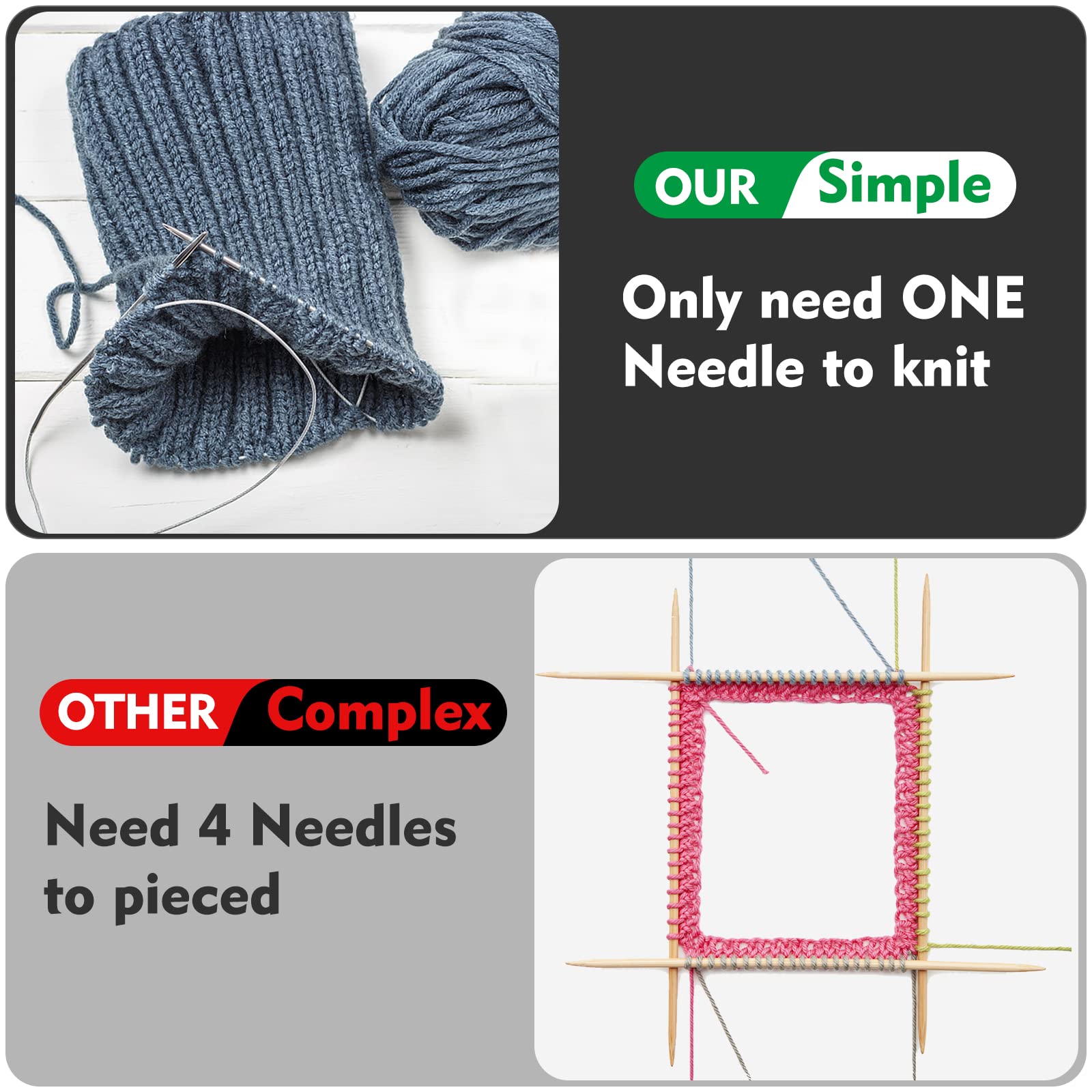 YXHZVON Lot De 9 Aiguilles à Tricoter Circulaires En Acier