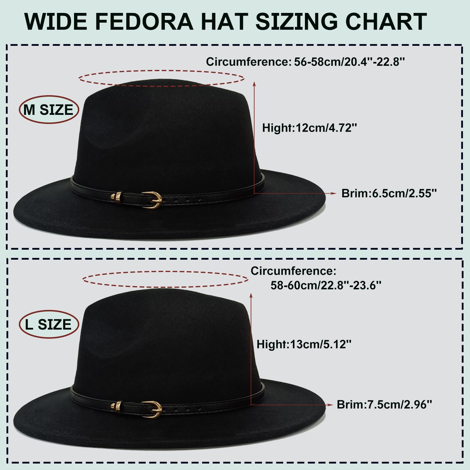 HEYANN Klasyczny kapelusz Fedora z szerokim rondem z klamrą do paska, filcowy kapelusz Trilby, kapelusz panamski, kapelusz jazzowy dla kobiet i mężczyzn