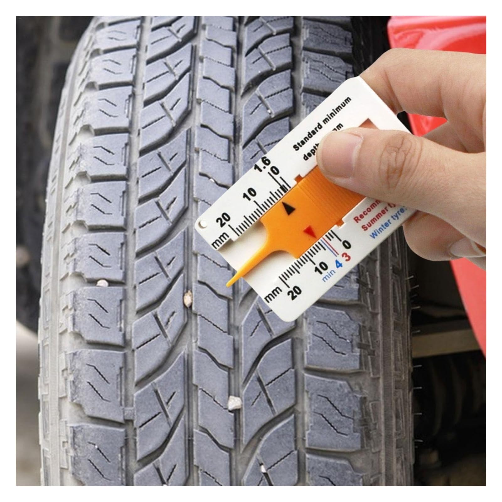 Digitaler Reifenprofiltiefenmesser Reifenprofiltiefenmesser 0–20 mm, praktisches Messwerkzeug, tragbarer Tester für Auto, Auto, Motorrad, Fahrrad, Fahrzeug für Autos, LKWs(Blue)