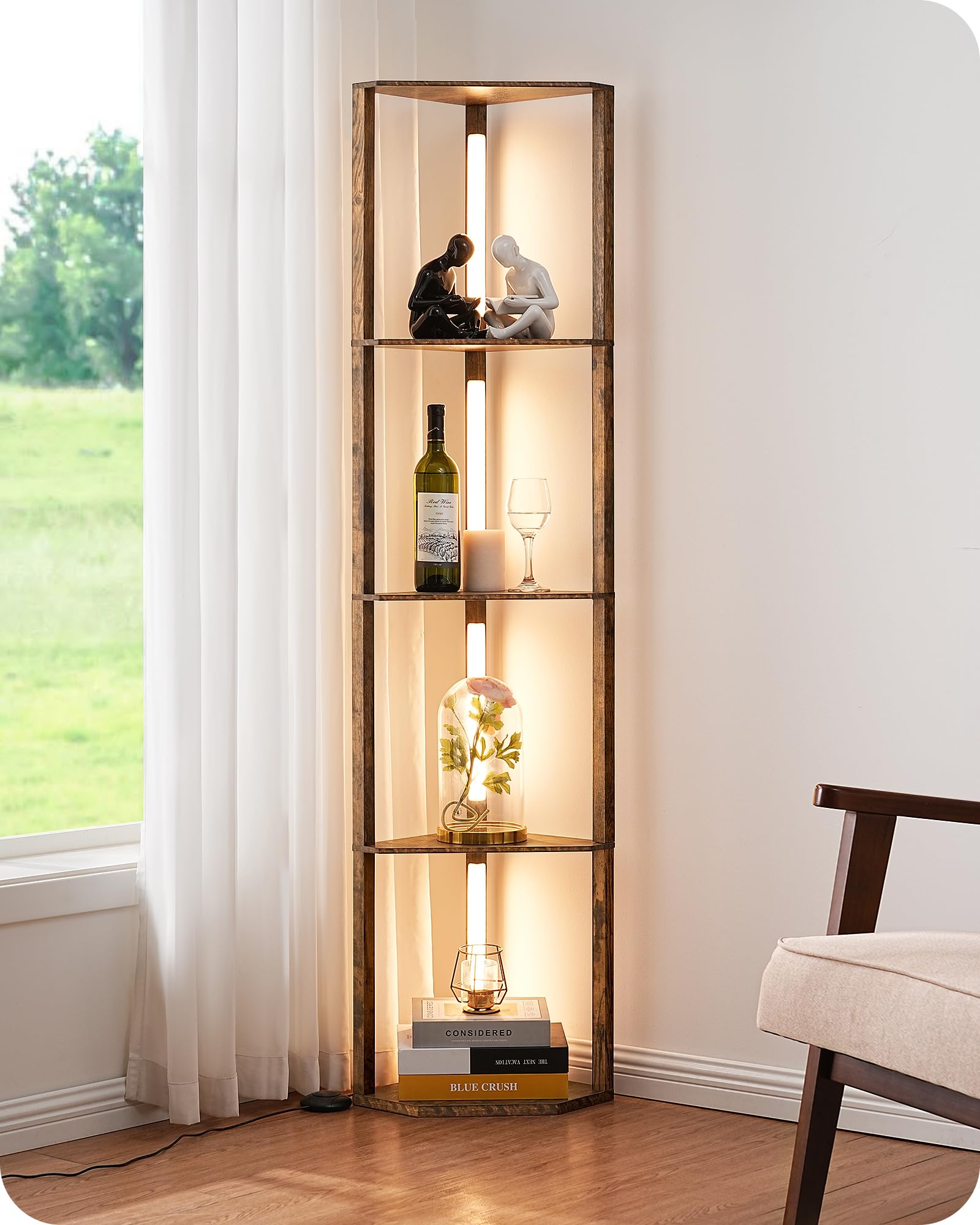 Nintiue Lampada Da Terra A Led Con Dimmer, Stile Moderno Ad Arco, 1000lm, Luce Calda Per Soggiorno E Camera Da Letto, Champagne