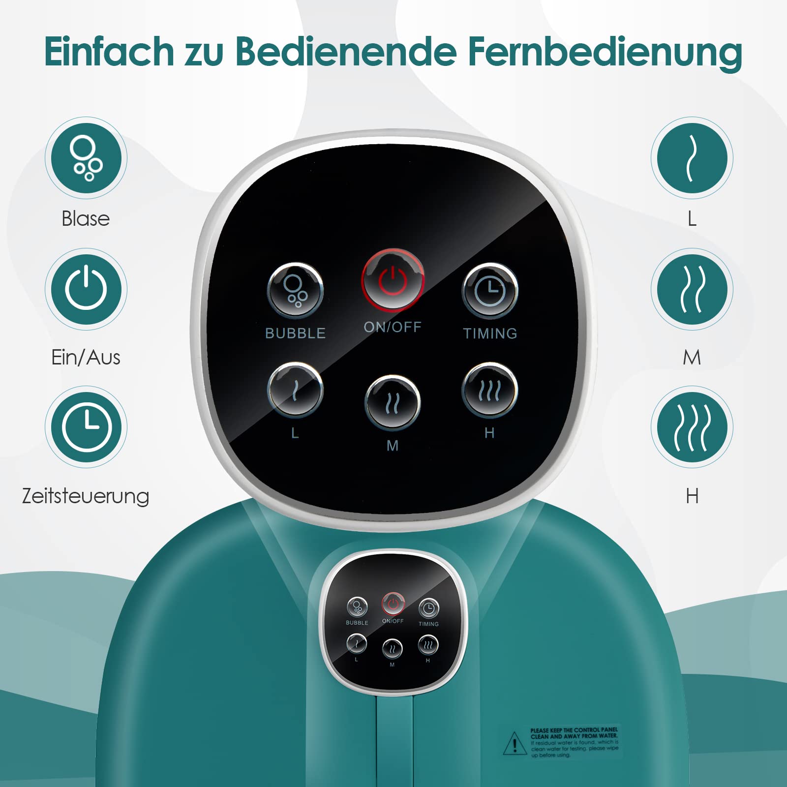 GOPLUS Fußbadwanne klappbar, elektrisches Fußmassagebad mit Massage & Heizung,16 Shiatsu-Massagerollen & Bimsstein, 3 stüfige Temperatur und Timer, Fußbad Massagegerät für Zuhause (Türkis)