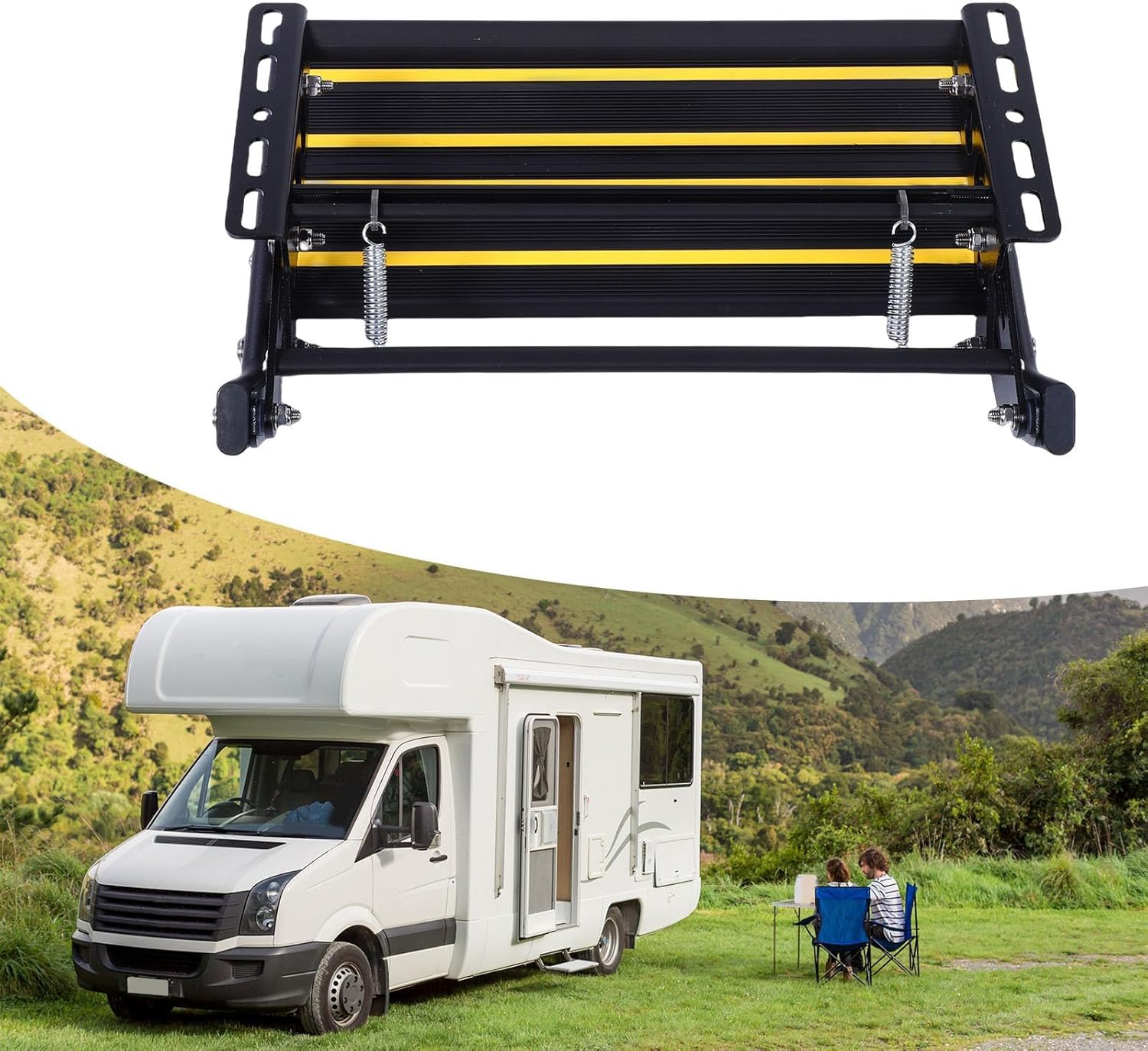 Échelle Pliante Manuelle pour Camping-Car, capacité de 200 kg, Marche Large antidérapante pour fourgonnette, Camping-Car, Caravane