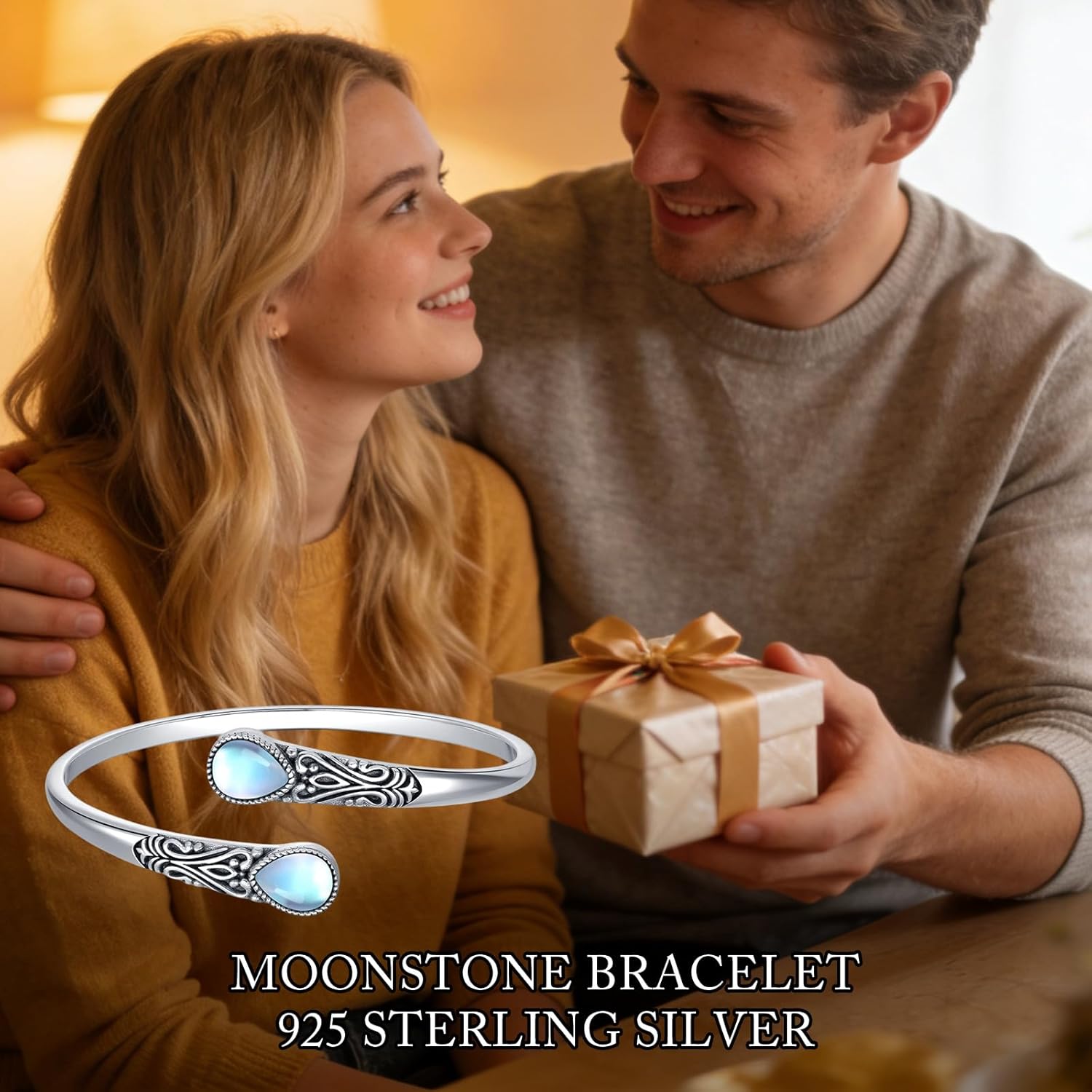 925 Sterling Silver Genuine Gemstone Bracelet for Women Men Handmade Adjustable Boho Navajo Style Bangle Cuff Natural Stone Jewelry Gift