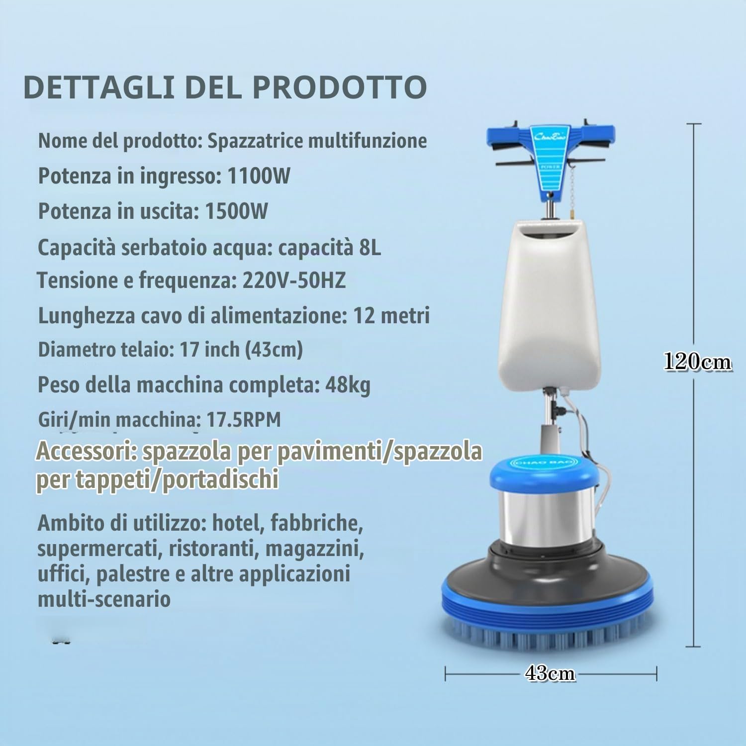 Lavasciuga Pavimenti Professionale Pulitore per Moquette lavapavimenti Lava Divano Lavatappeti ad Acqua Potenza 1100W Serbatoio dell'Acqua da 8 Litri Funzioni di Pulizia ceratura e lucidatura