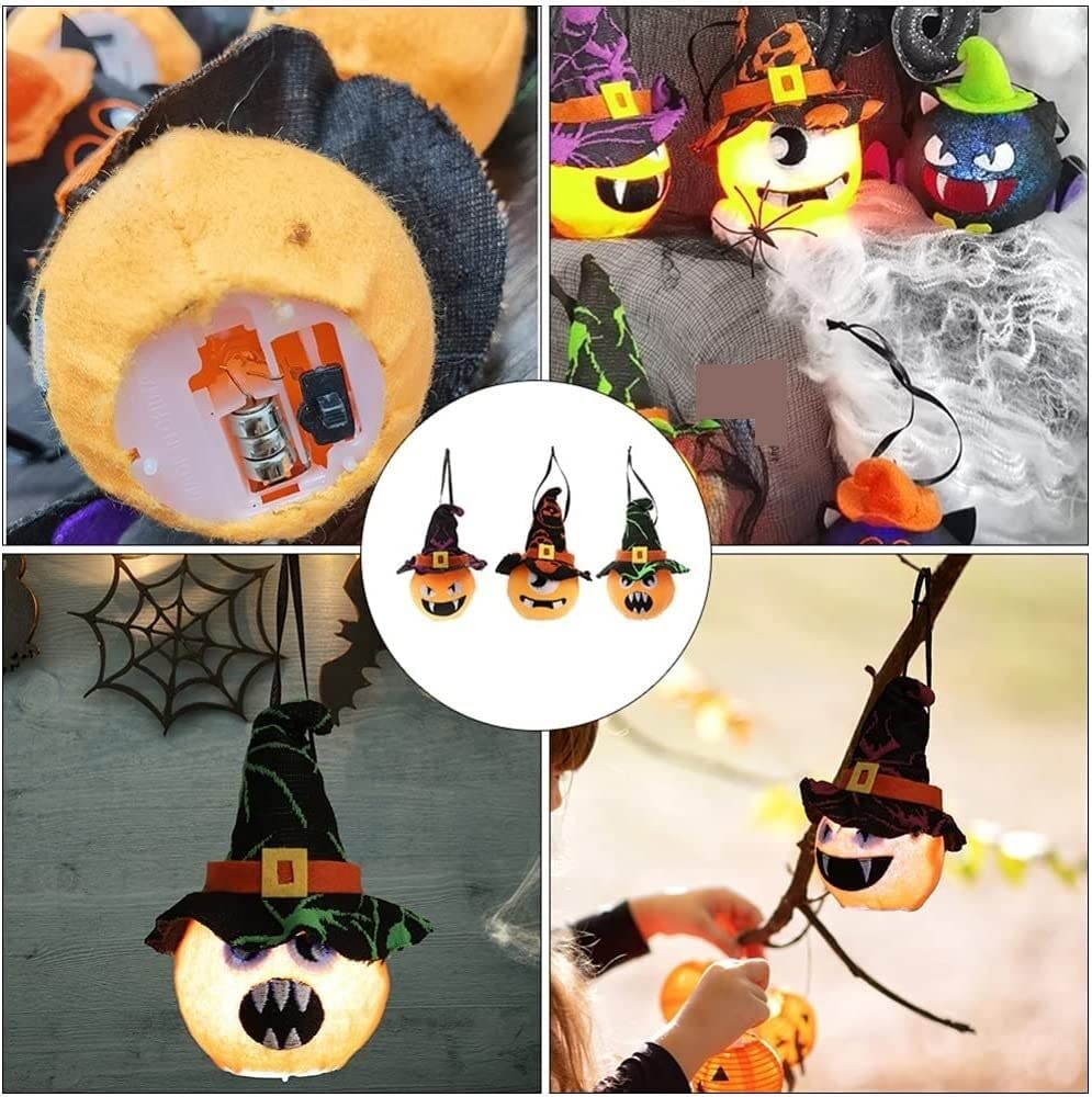 Latarnia na Halloween 3 Szt. Dekoracje Świetlne Z Dyni Na Halloween Led Light Up Jack O Lantern Nawiedzony Dom Rekwizyty Dekoracja na Halloween