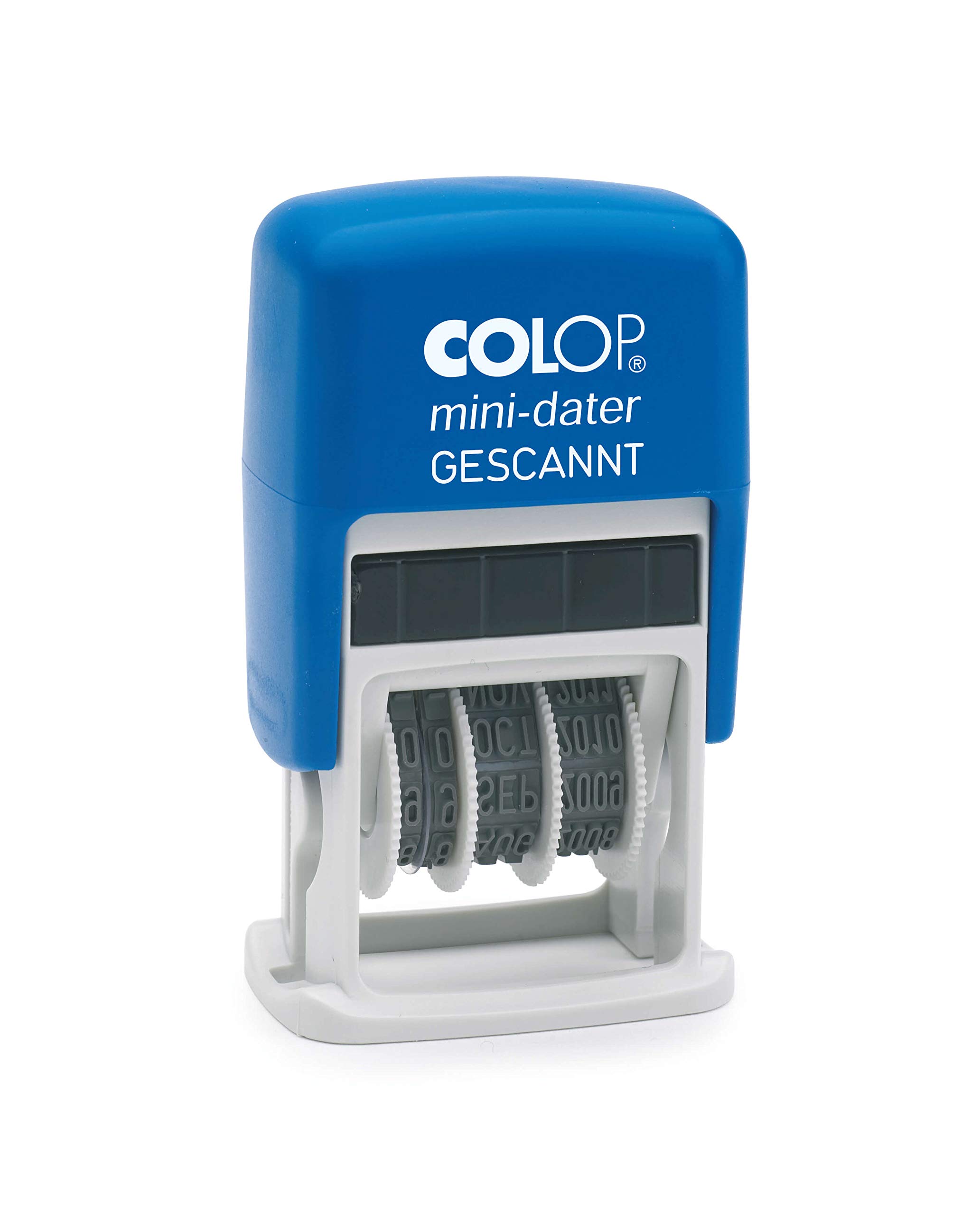 COLOP S160 Mini Date Stamp with Scanned Text Blue/Red