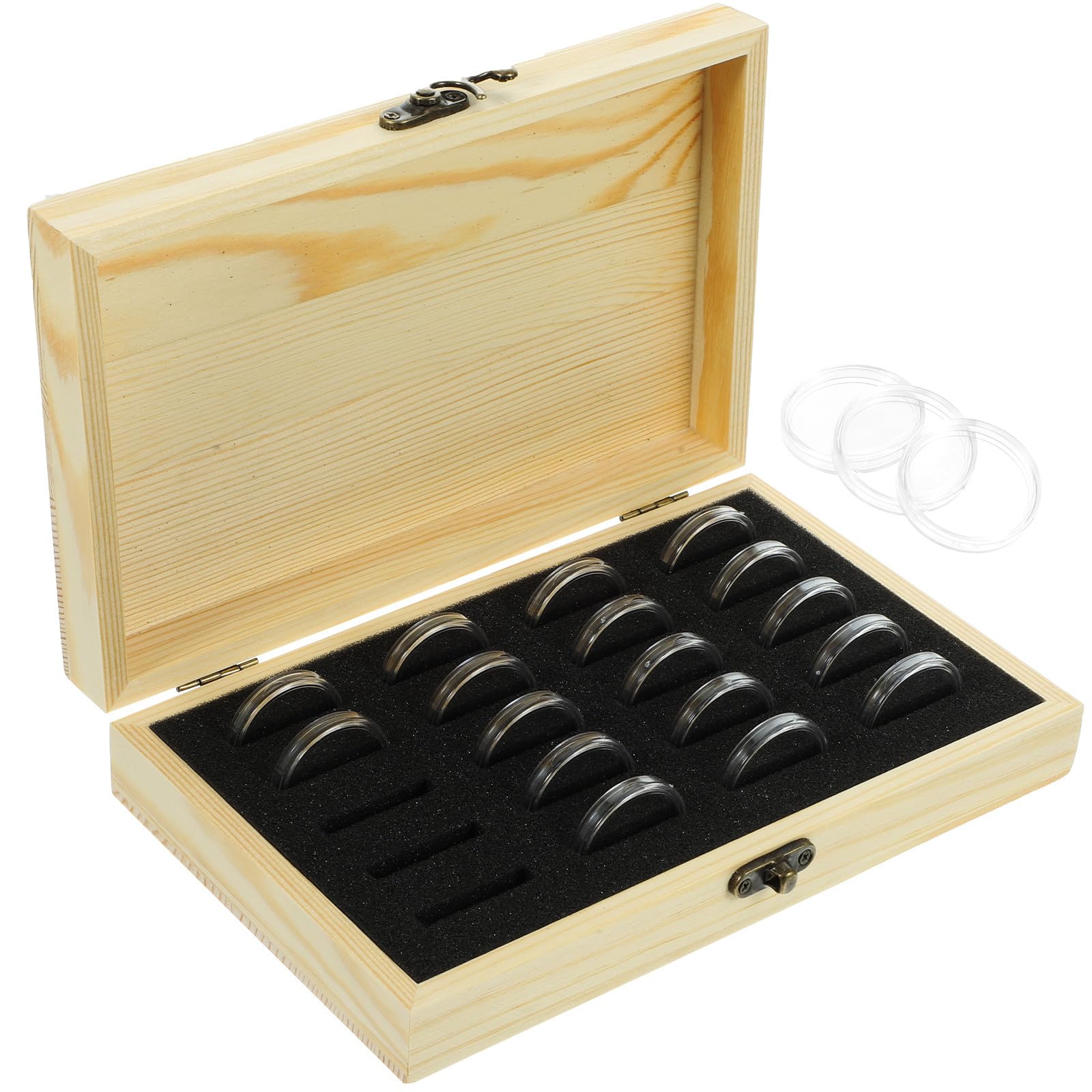 CORHAD 木製コインケース 多機能コレクションケース ロック付き収納ボックス コイン保管と整理用 金銭管理オフィス用品