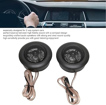 ciciglow MA260 2Pcs 120W 4ohm Tweeter Speaker, Built in Capacitors Mini Dome Tweeter, Strong and Clear Sound, High Sensitivity, with a Paste, Preferred Choice for High End Car Sound