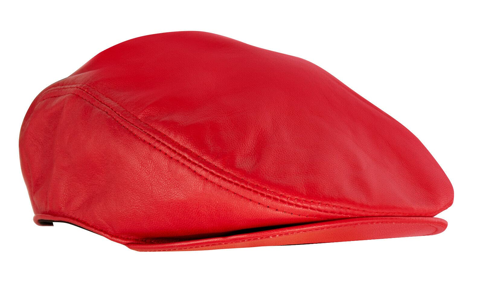 Infinity Leather Men's Red Flat Hat Leather Beret Newsboy Gatsby Golf Cabbie Cap 2XL
