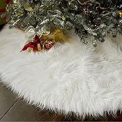 Saia P/Arvore De Natal Pelúcia Pelo Alto 7cm Branco 90cm