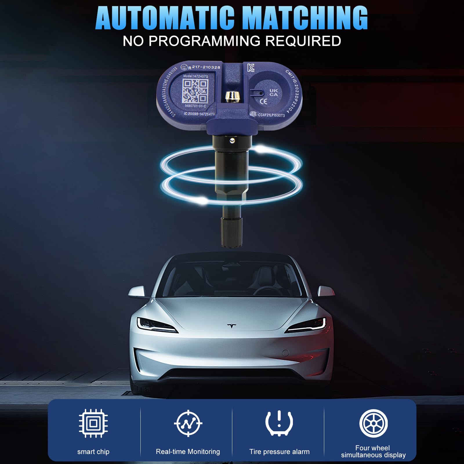Sensore di Pressione degli Pneumatici Bluetooth(BLE) per TESLA,Sensore TPMS Sistema Monitoraggio della Pressione Pneumatici per i modelli Tesla prodotti dopo il Dicembre 2020,Sensore ricambio OEM