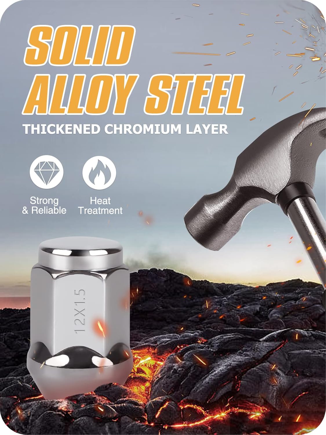 MIKKUPPA M12x1.5 Wheel Lug Nuts, Replacement for 2006-2017 Jeep Compass, 2007-2017 Patriot, 2010-2019 Chevy Cruze, 2016-2024 Malibu Aftermarket Wheel, 1.38" Height Chrome 20PCS Closed End Tire Nuts