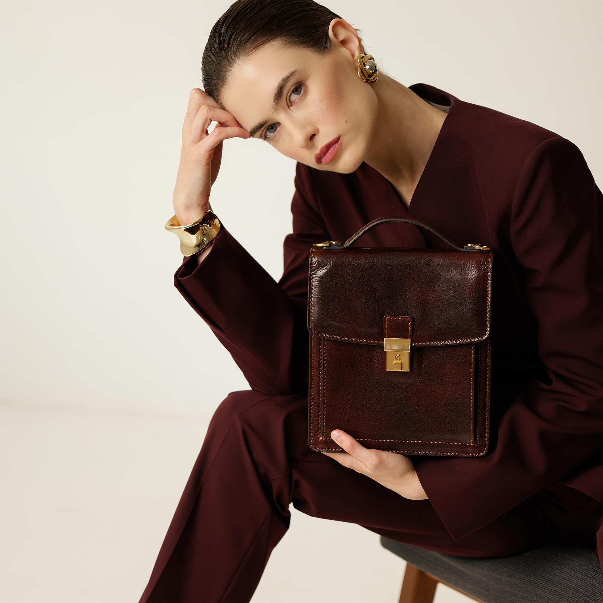 Time Resistance - Petite mallette en cuir pour homme - Sac Bandoulière