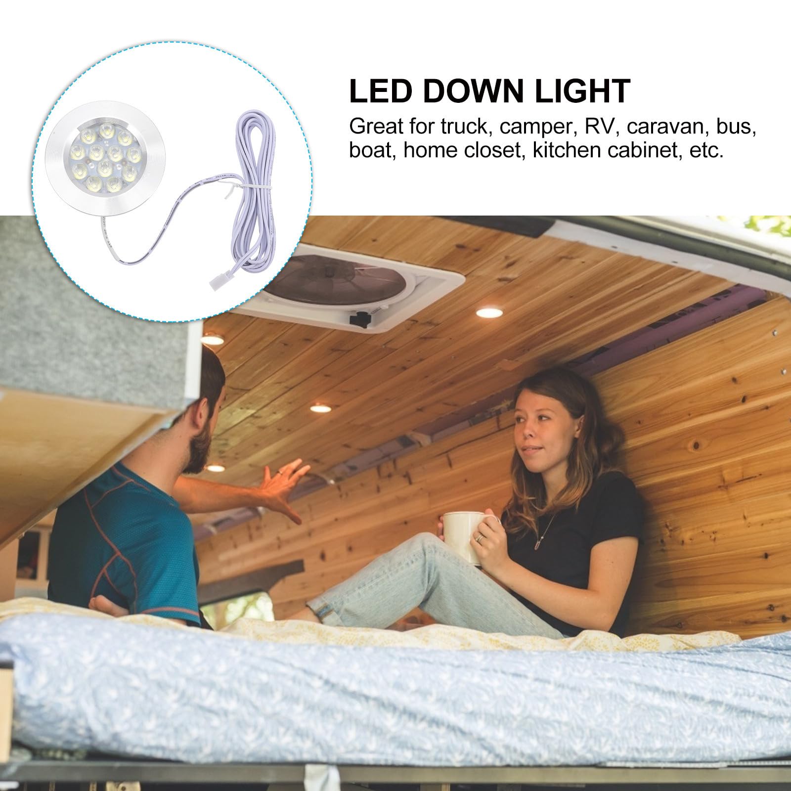 6 Pezzi Faretto LED da Incasso per Camper e Armadio, Lampada da Soffitto in Lega di Alluminio, Ultra Leggera Dissipazione del Calore, Luce Calda Bianco