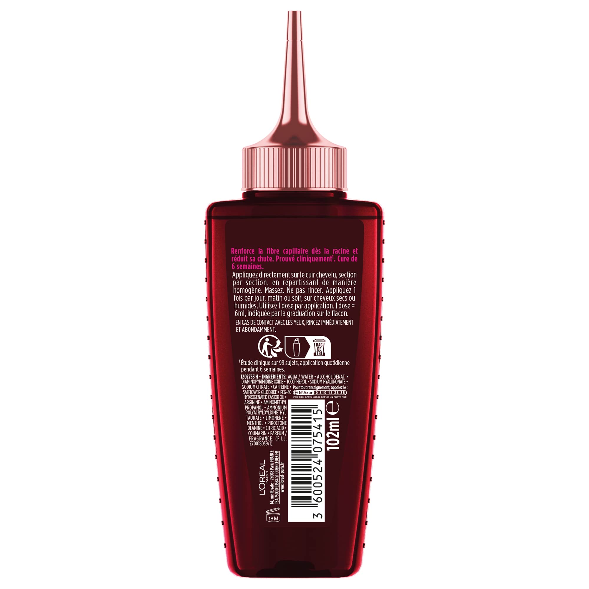 L'ORÉAL PARIS - Ochrona przed upadkiem - kruche włosy - Protokół wzmacniający włosy - Technologia Aminexil + kofeina + arginina - Elseve Full Resist - 3x100 ml