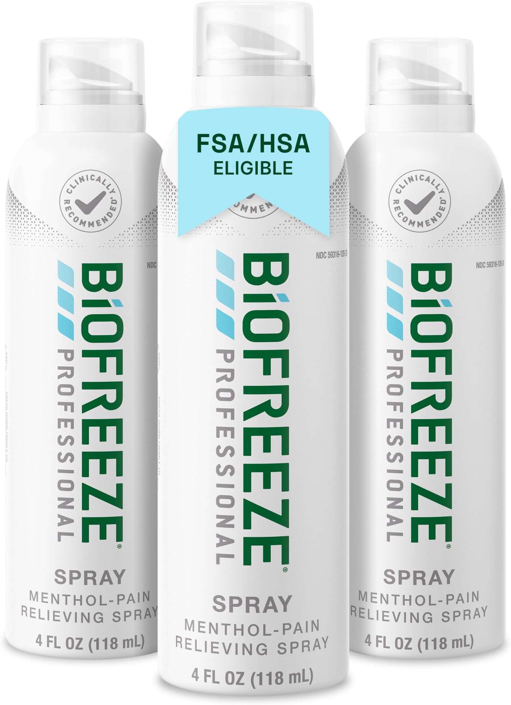Professional Pain Relief Spray, Cooling Menthol, 4 FL OZ (3 Pack)